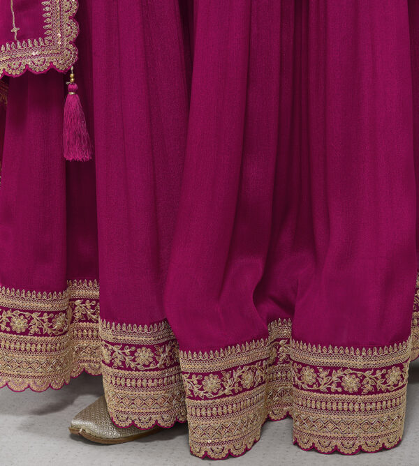 Magenta Jacquard With Embroidery Sharara Set